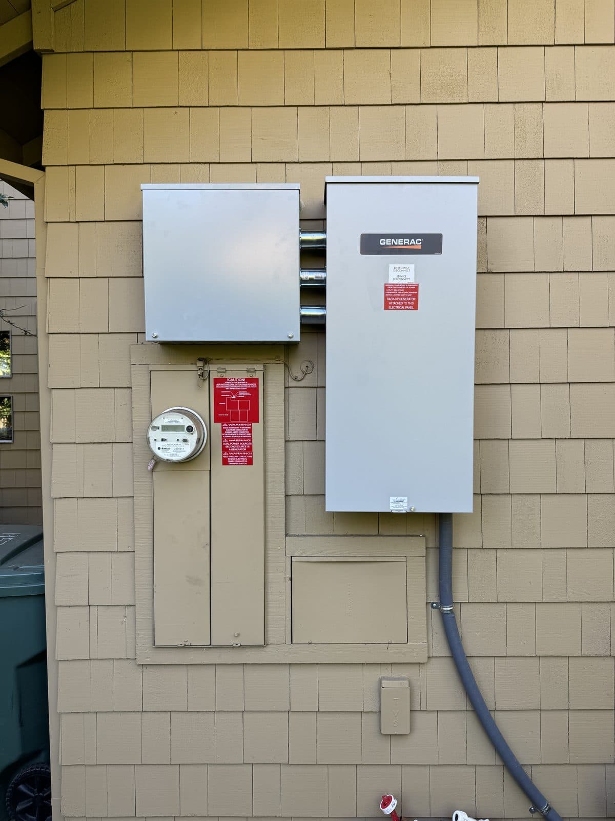 Generac automatic transfer switch and electrical panel installation